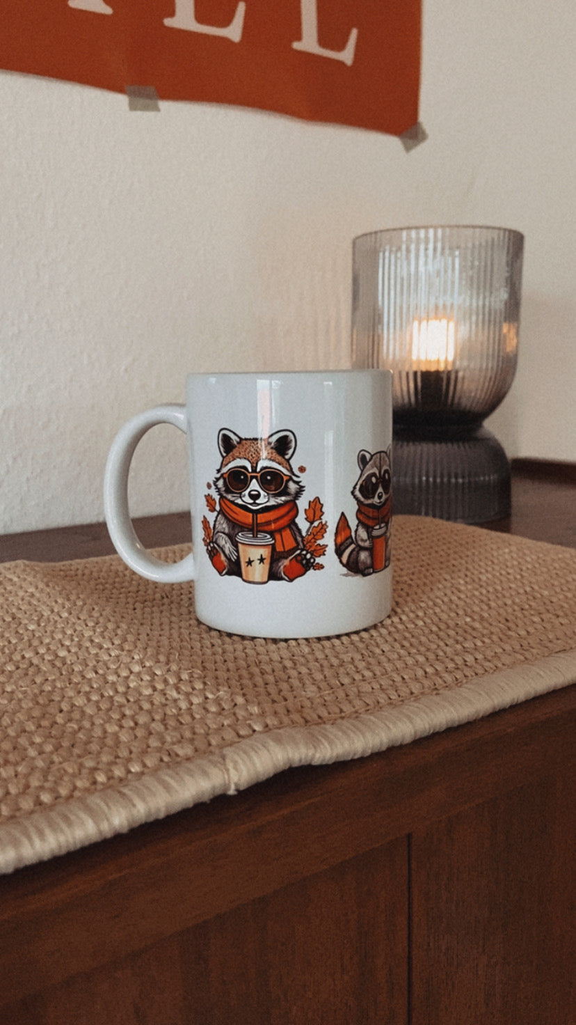 Tasse Herbst Waschbär Gang Gäng