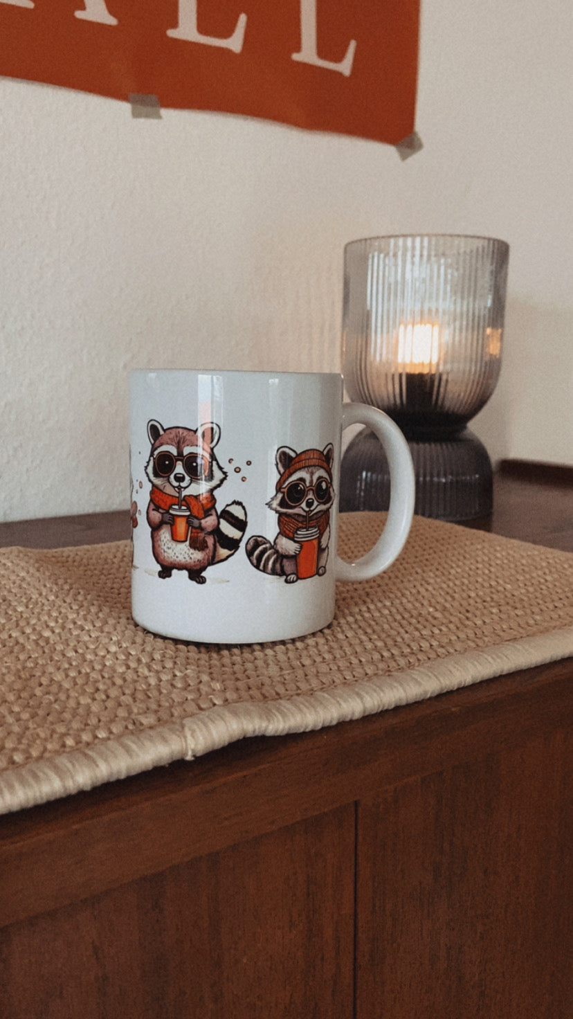 Tasse Herbst Waschbär Gang Gäng