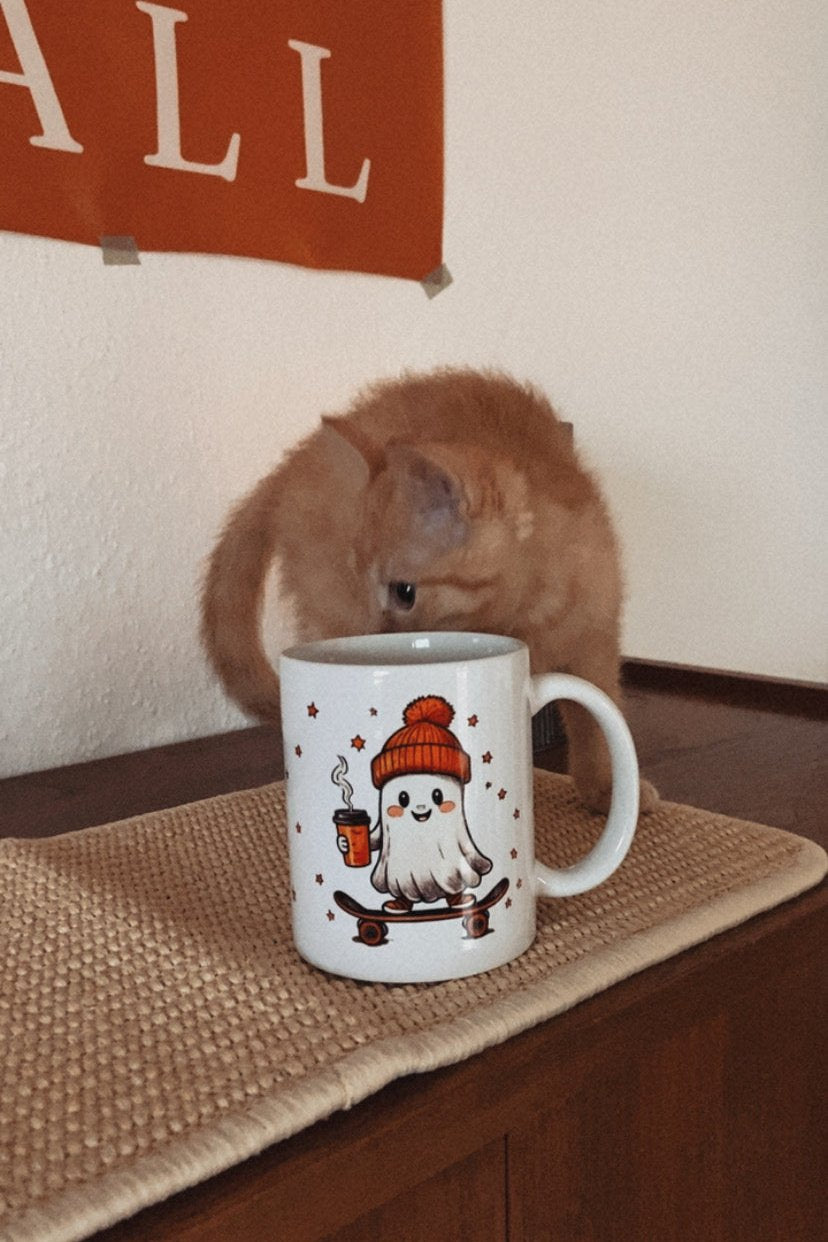Tasse Herbst Geist auf Skateboard