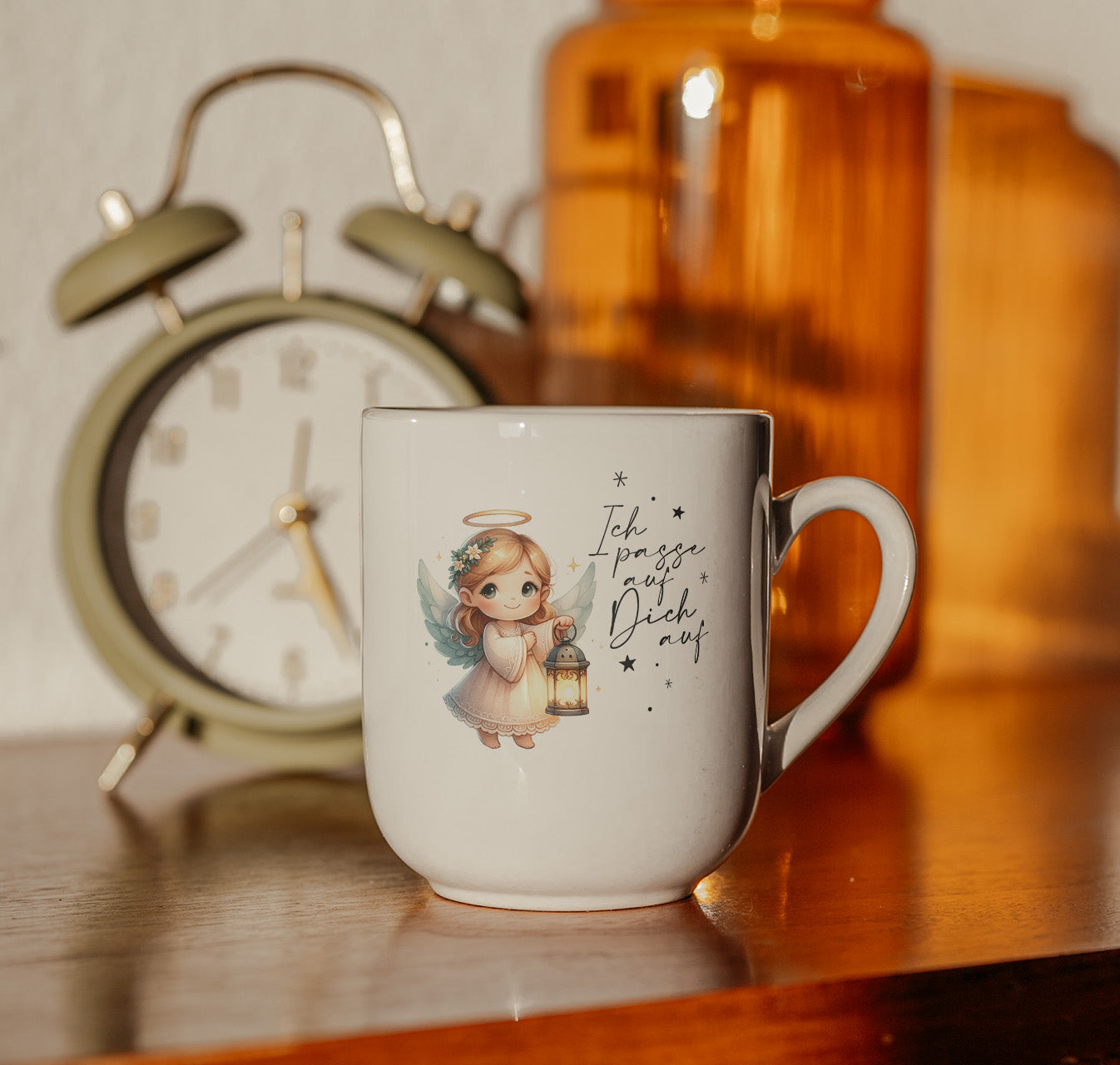 Tasse Schutzengel mit Spruch "Ich passe immer auf dich auf"