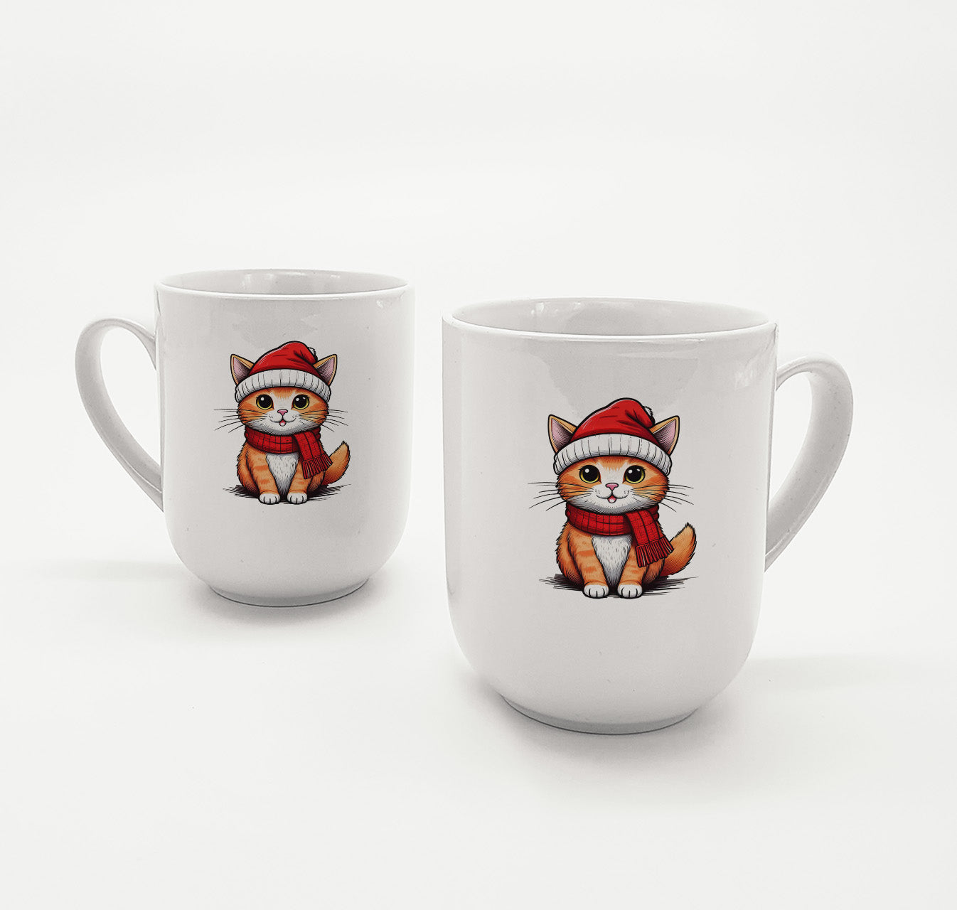 Tasse Weihnachten Katze mit Mütze und Schal Keramik