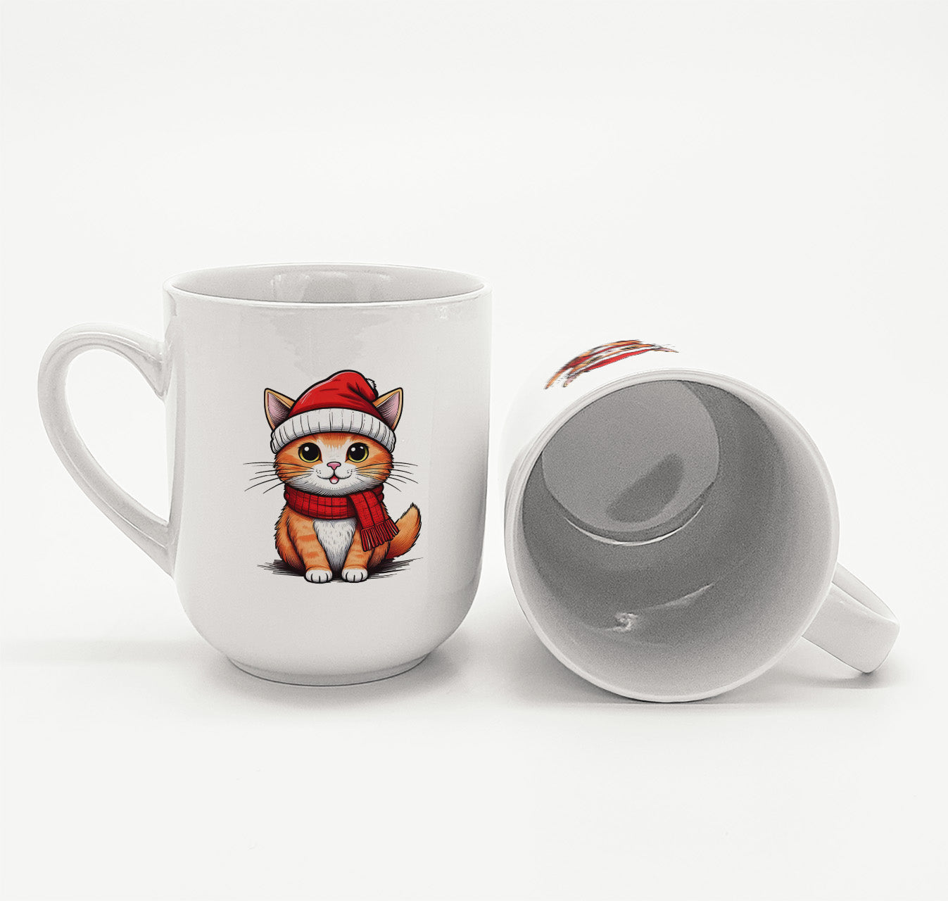 Tasse Weihnachten Katze mit Mütze und Schal Keramik