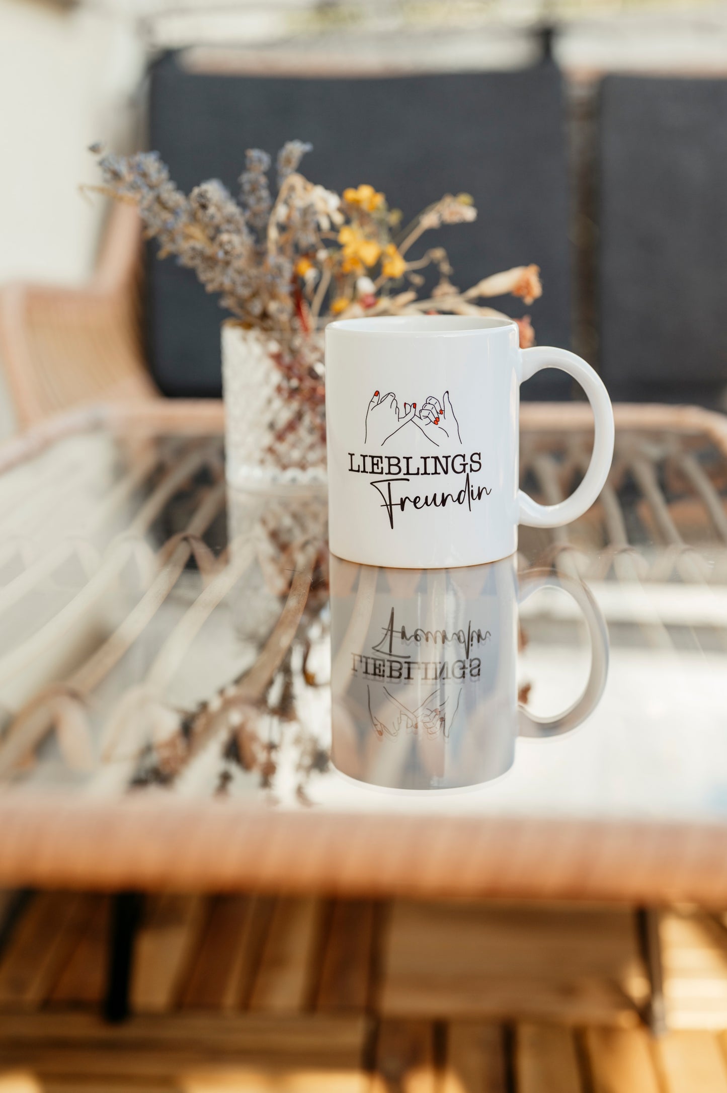 Tasse Lieblings Freundin personalisiert minimalistisch Pinky Promise Hände
