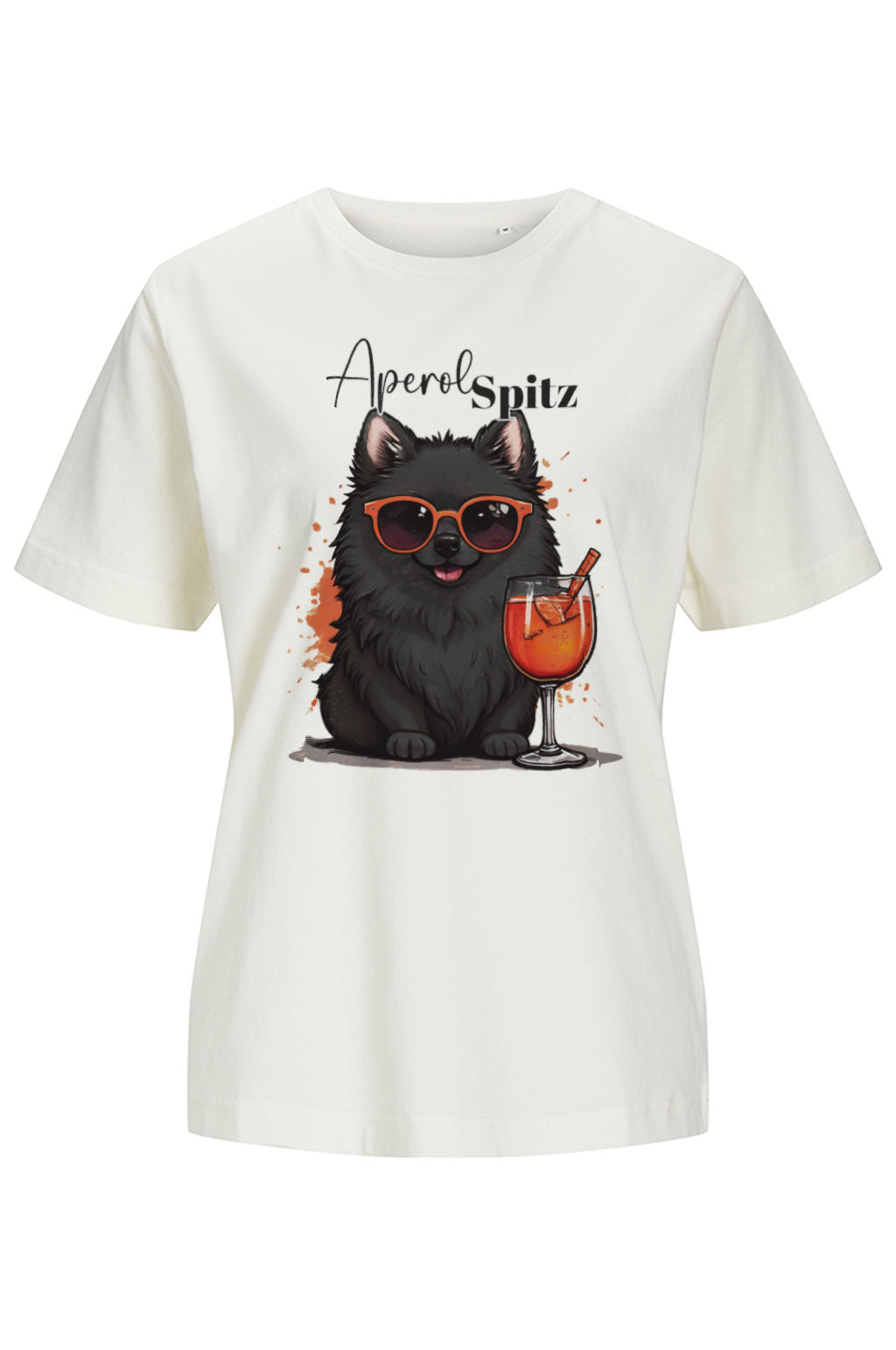 T-Shirt Aperoli Spritz mit schwarzen Spitz Hund