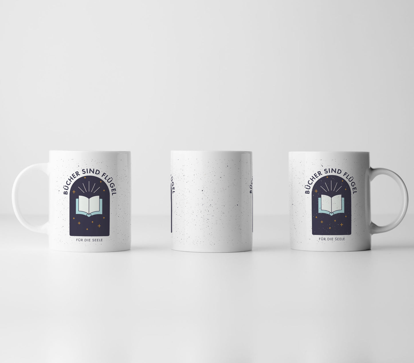 Tasse mit Spruch Bücher sind Flügel für die Seele Bücherholics Geschenk