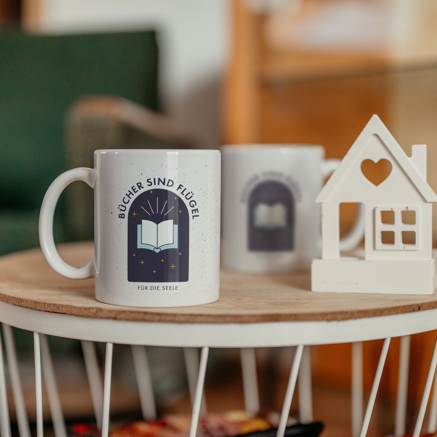 Tasse mit Spruch Bücher sind Flügel für die Seele Bücherholics Geschenk