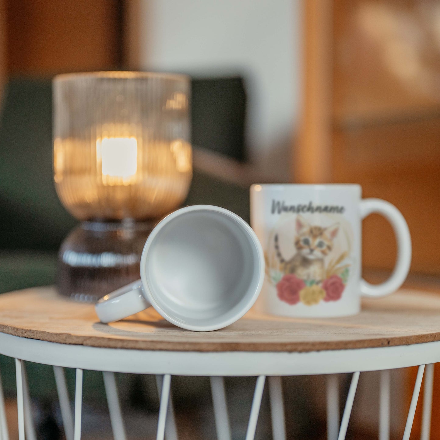 SPENDEN Tasse Personalisiert Katze Tiger Baby mit Blumen und Name