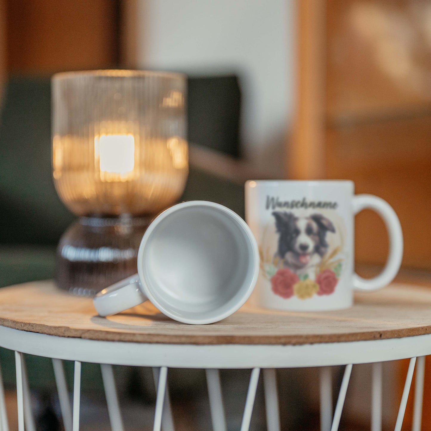 SPENDEN Tasse Personalisiert Border Collie mit Blumen und Name