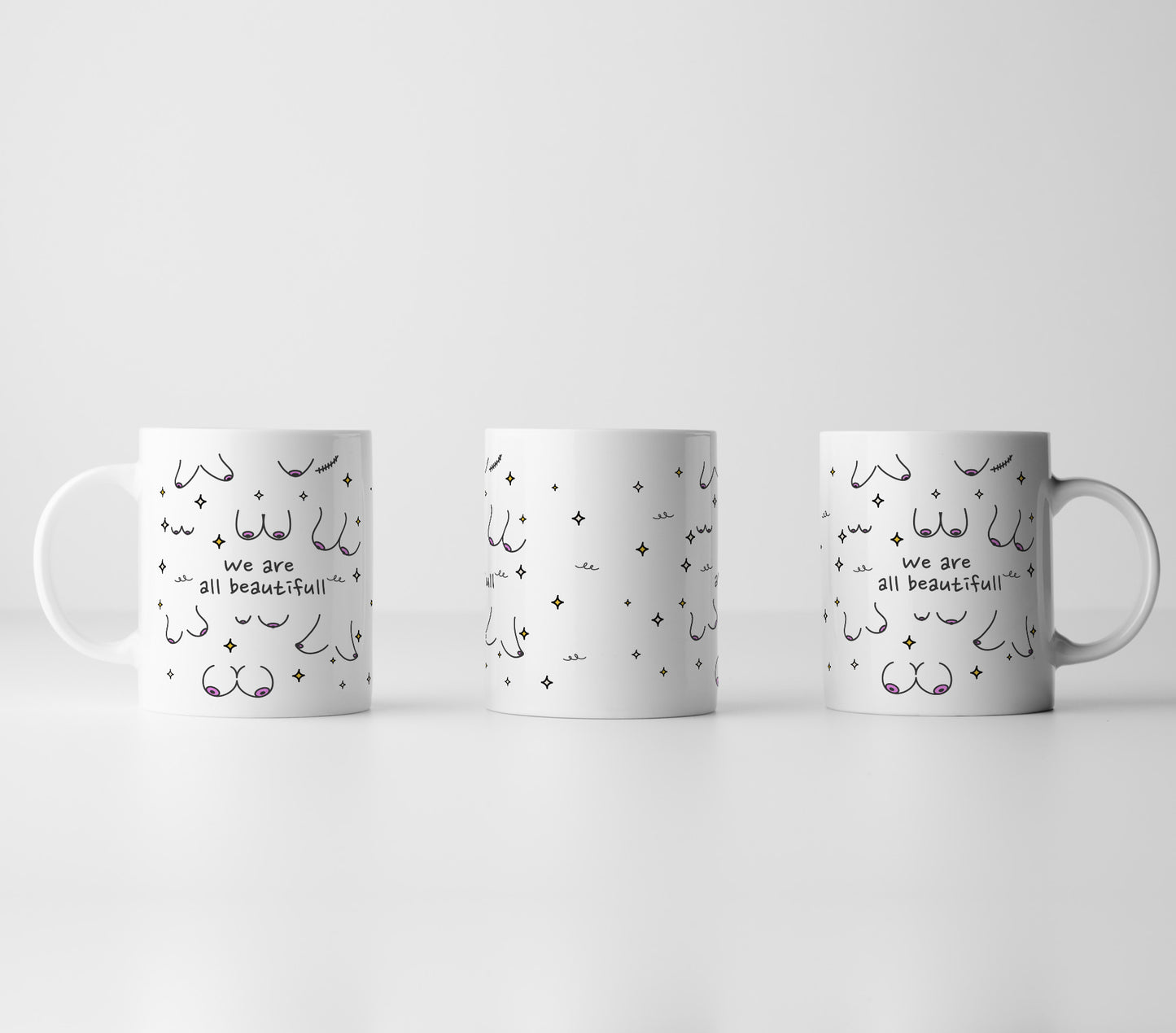 Tasse Boobies Brüste mit Spruch We are all beautiful