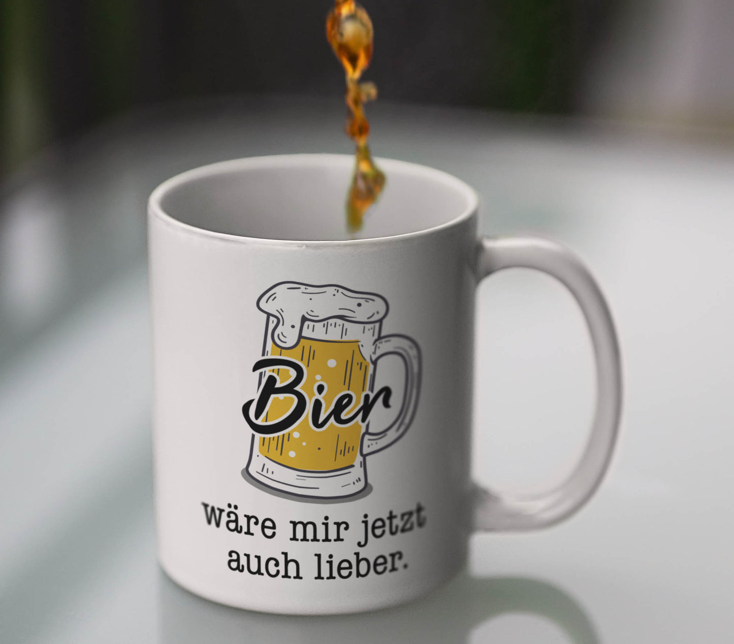 Tasse lustiger Spruch mit Bier