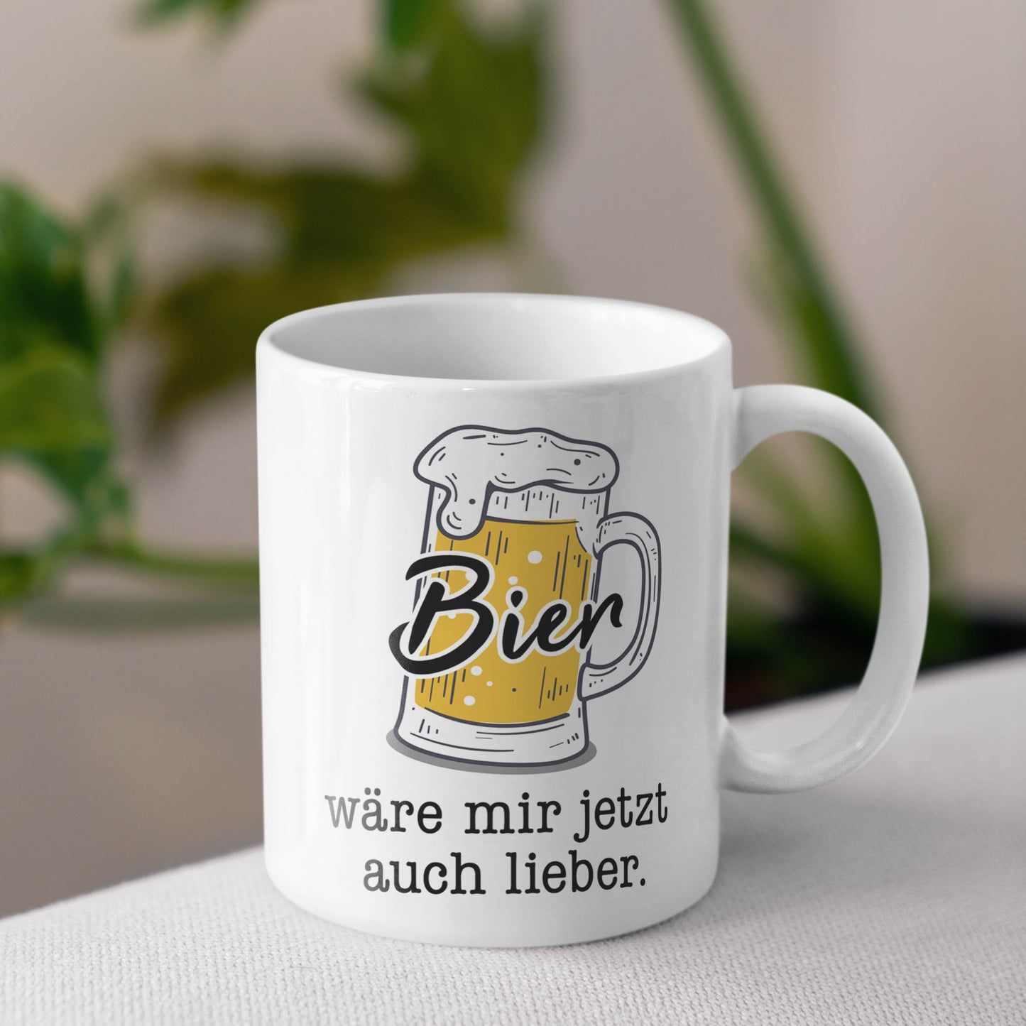 Tasse lustiger Spruch mit Bier