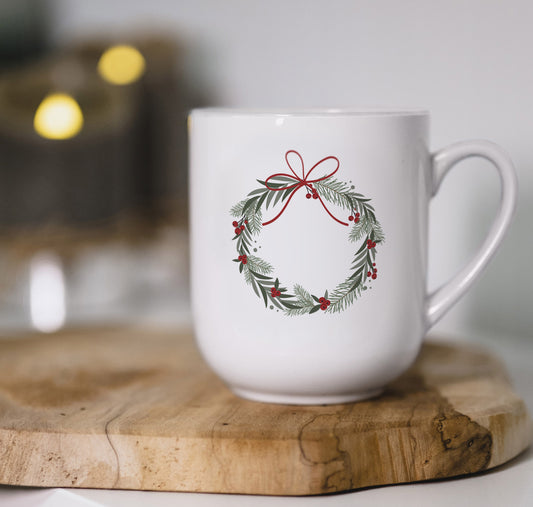 Tasse Frohe Weihnachten kleine Keramiktasse Weihnachtskranz Weihnachtsgeschenk