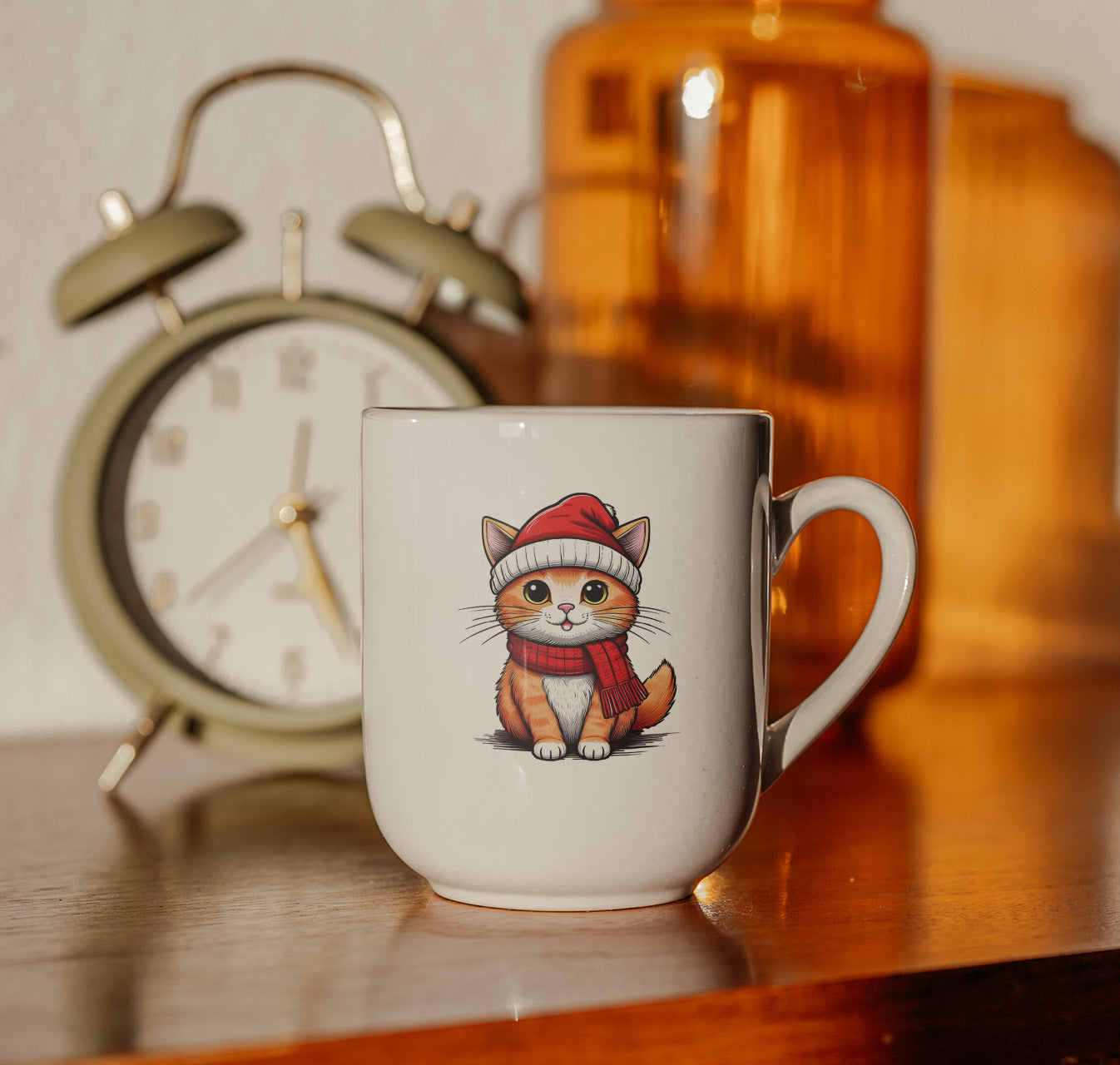 Tasse Weihnachten Katze mit Mütze und Schal Keramik