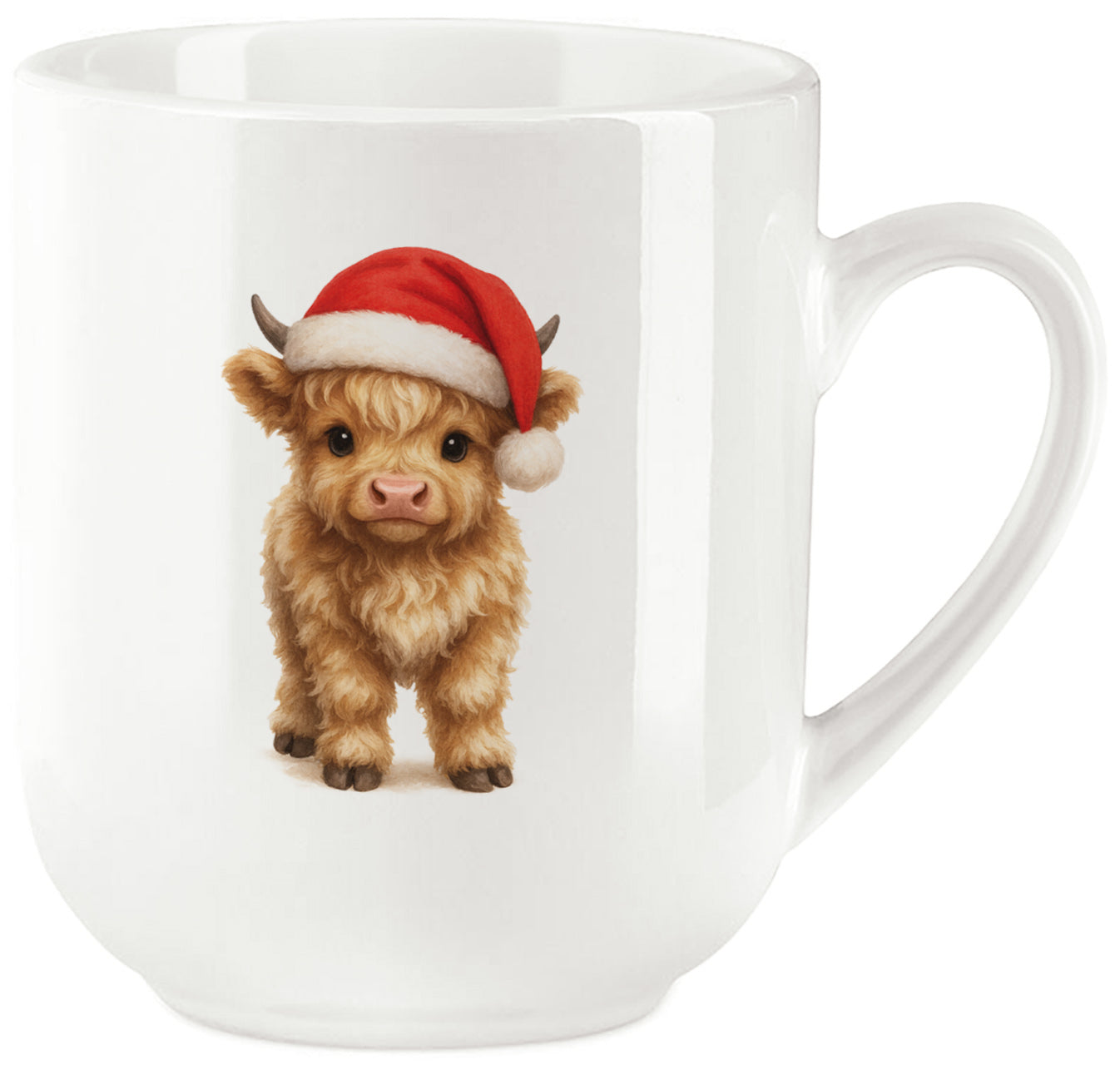 Kleine Weihnachts Tasse Highland-Kuh mit Weihnachtsmütze süße Winter Tasse Geschenk Weihnachten