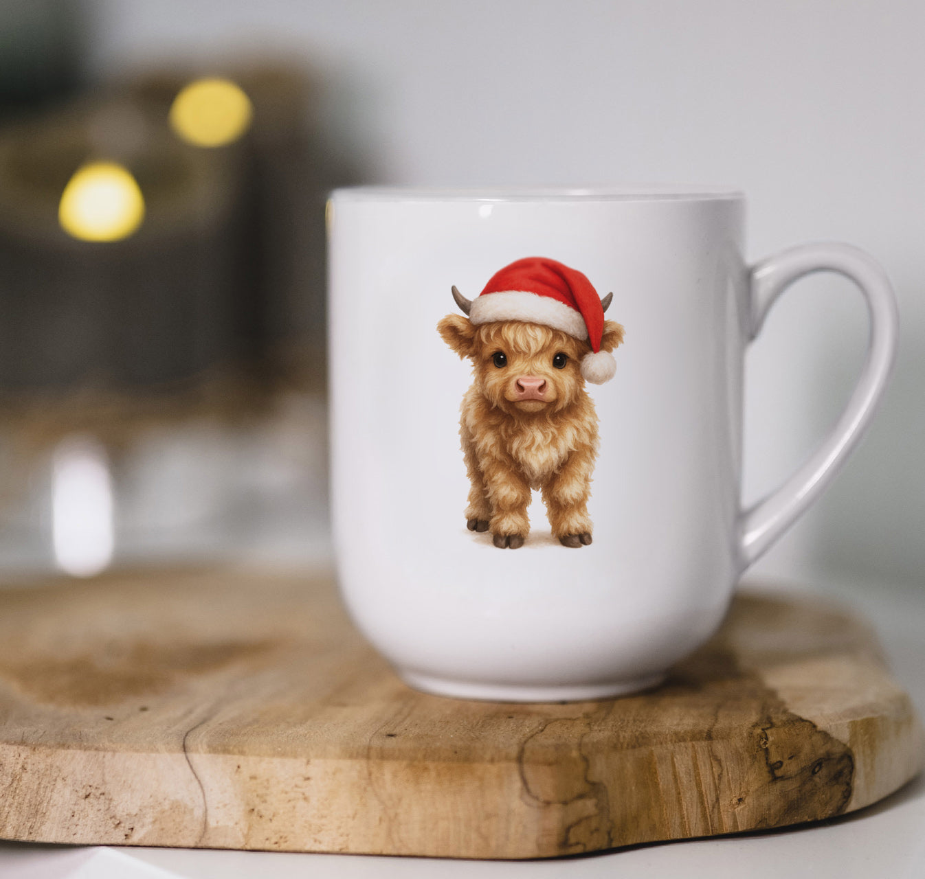 Kleine Weihnachts Tasse Highland-Kuh mit Weihnachtsmütze süße Winter Tasse Geschenk Weihnachten