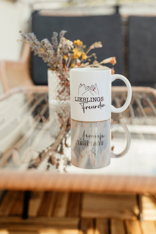 Tasse Lieblings Freundin personalisiert minimalistisch Pinky Promise Hände