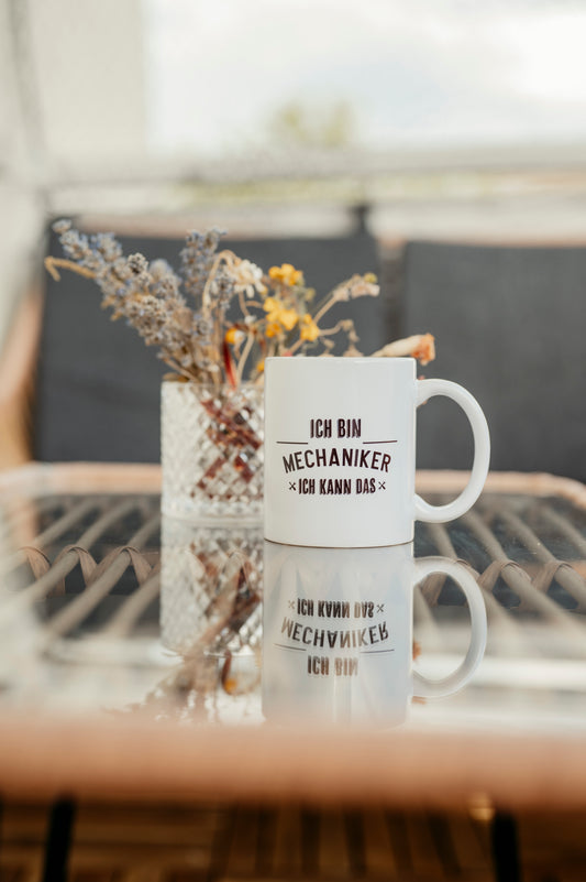 Tasse für Mechaniker mit Spruch "Ich bin Mechaniker, ich kann das"