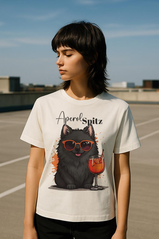 T-Shirt Aperoli Spritz mit schwarzen Spitz Hund