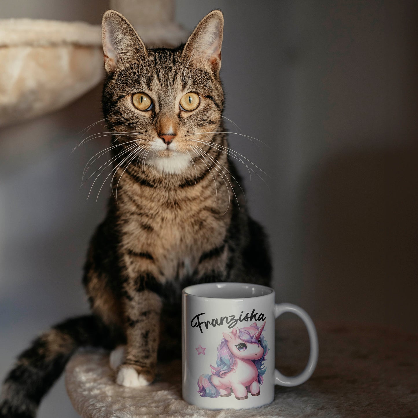Tasse personalisiert Einhorn in Lila und Pink