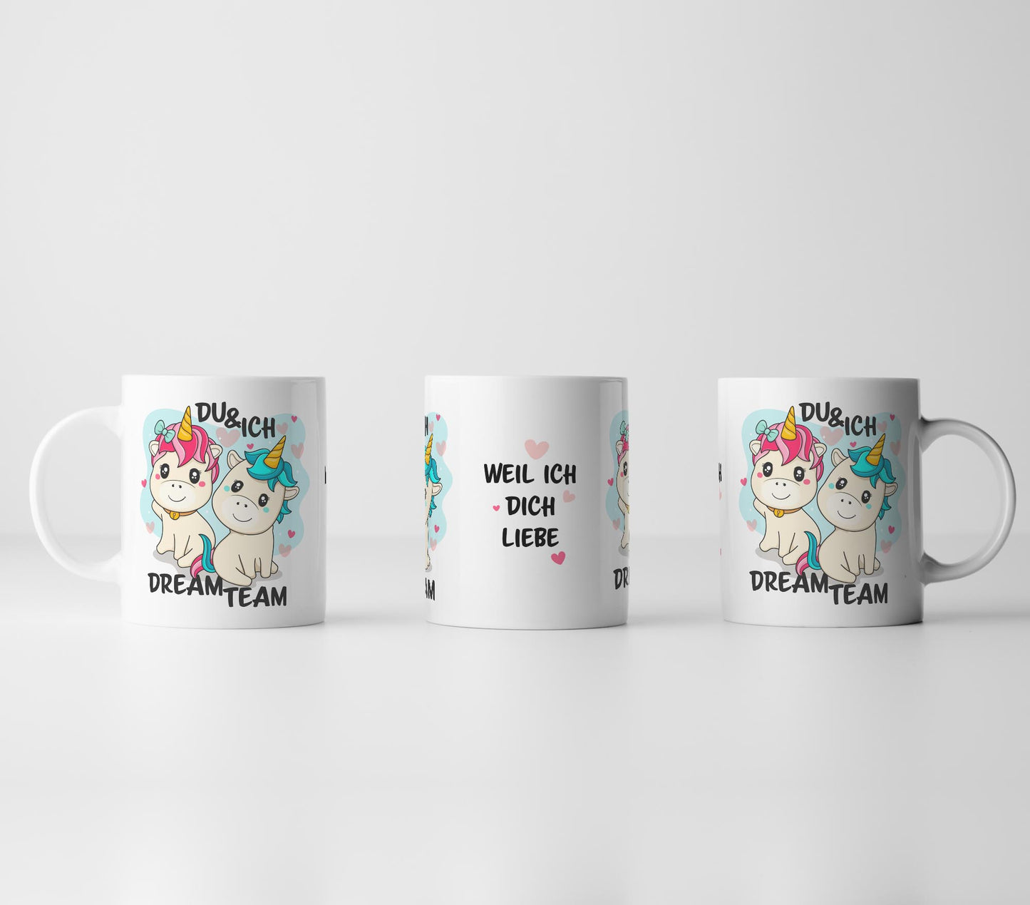 Tasse Valentinstag personalisiert Einhorn Dreamteam Pärchen Geschenk