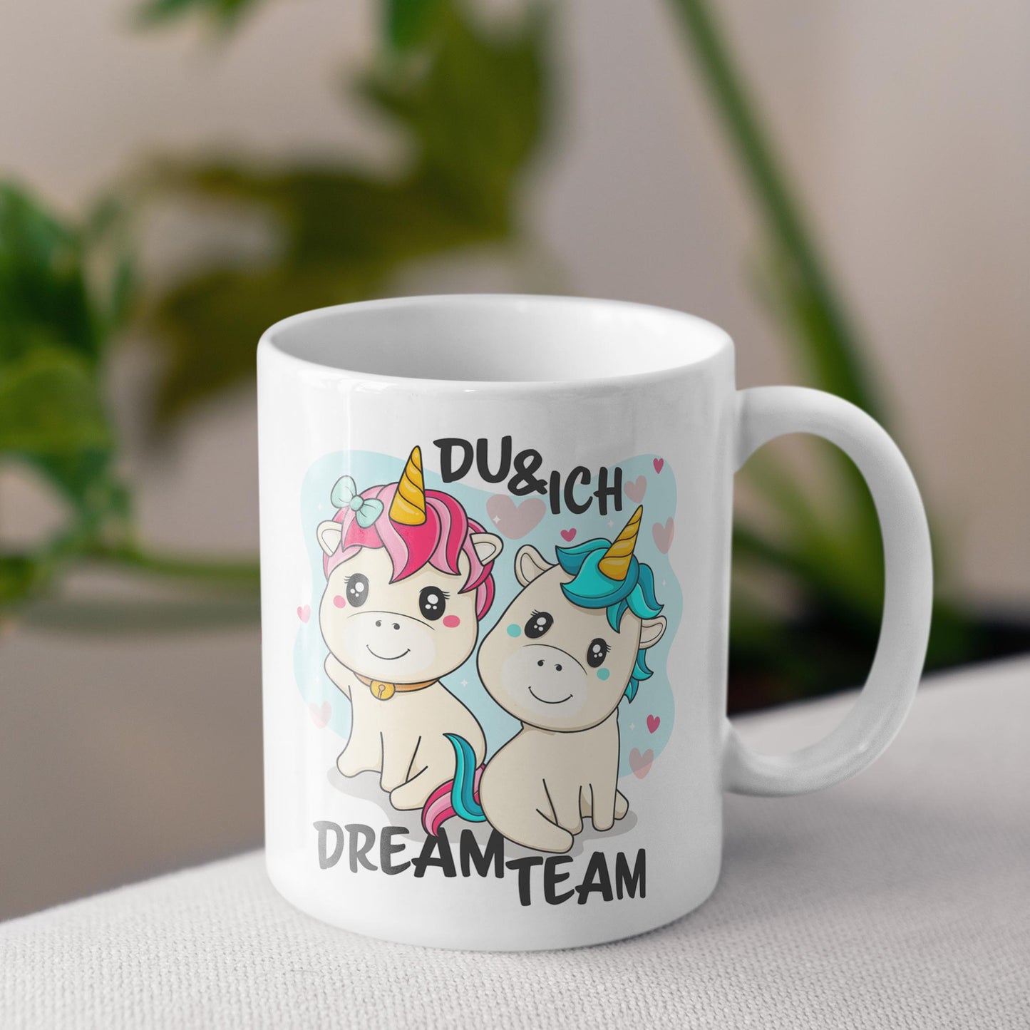 Tasse Valentinstag personalisiert Einhorn Dreamteam Pärchen Geschenk