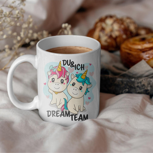 Tasse Valentinstag personalisiert Einhorn Dreamteam Pärchen Geschenk