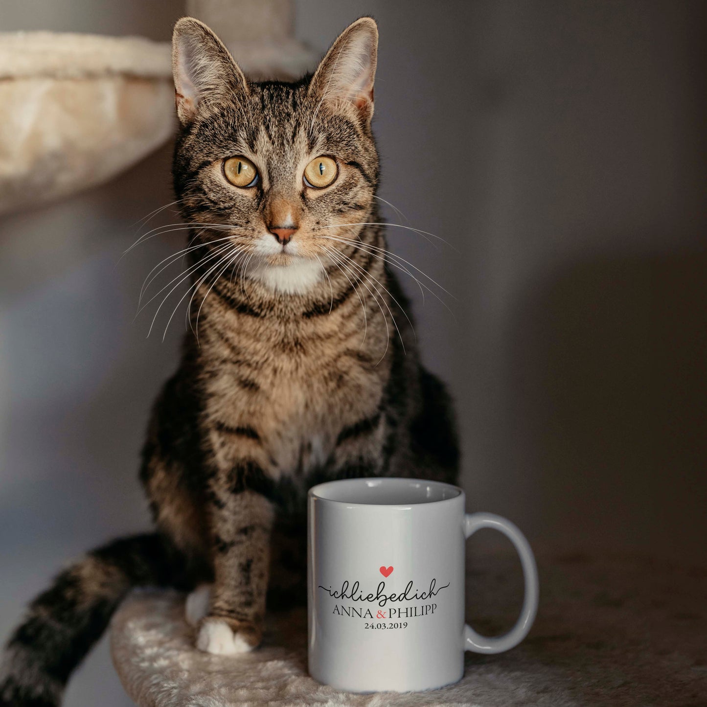 Tasse personalisiert mit Spruch "Ich liebe dich" zum Valentinstag Jahrestag