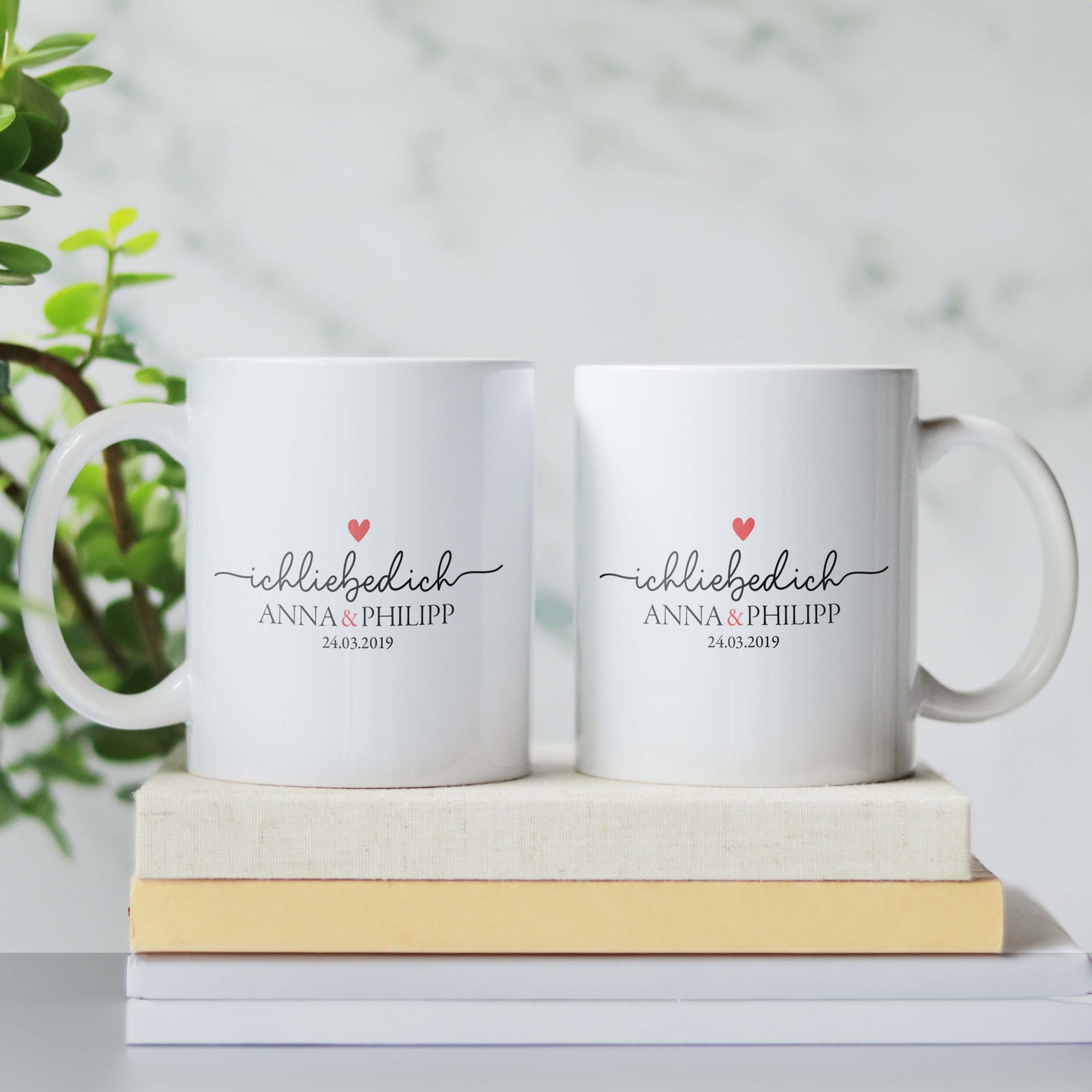 Tasse personalisiert mit Spruch "Ich liebe dich" zum Valentinstag Jahrestag