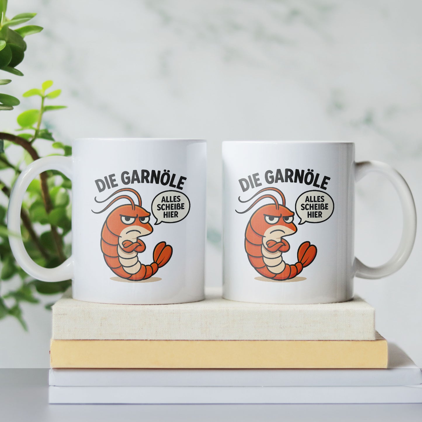 Lustige Statement Tasse Garnöle mit Spruch – Sarkastische Kaffeetasse – Geschenk für Büro & Alltag – Keramiktasse mit Garnele bedruckt