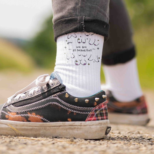 Tennis Socken weiß mit Brüsten Boobies